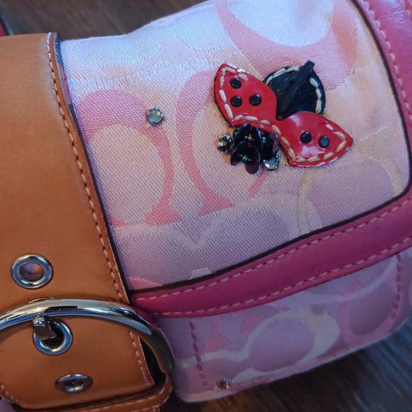 *Upcycled* Coach Rare 1854 Y2k Pink Crossbody Bag With Authentic 🐞 - Picture 4 of 16